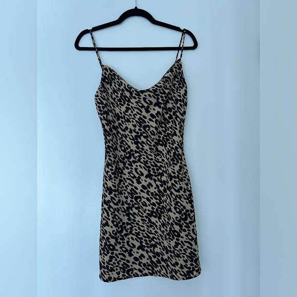 Audrey 3+1 Dresses & Skirts - LIKE NEW CHEETAH SATIN COWL NECK
